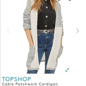 NWOT Topshop Cable Patchwork Cardigan Sz 4